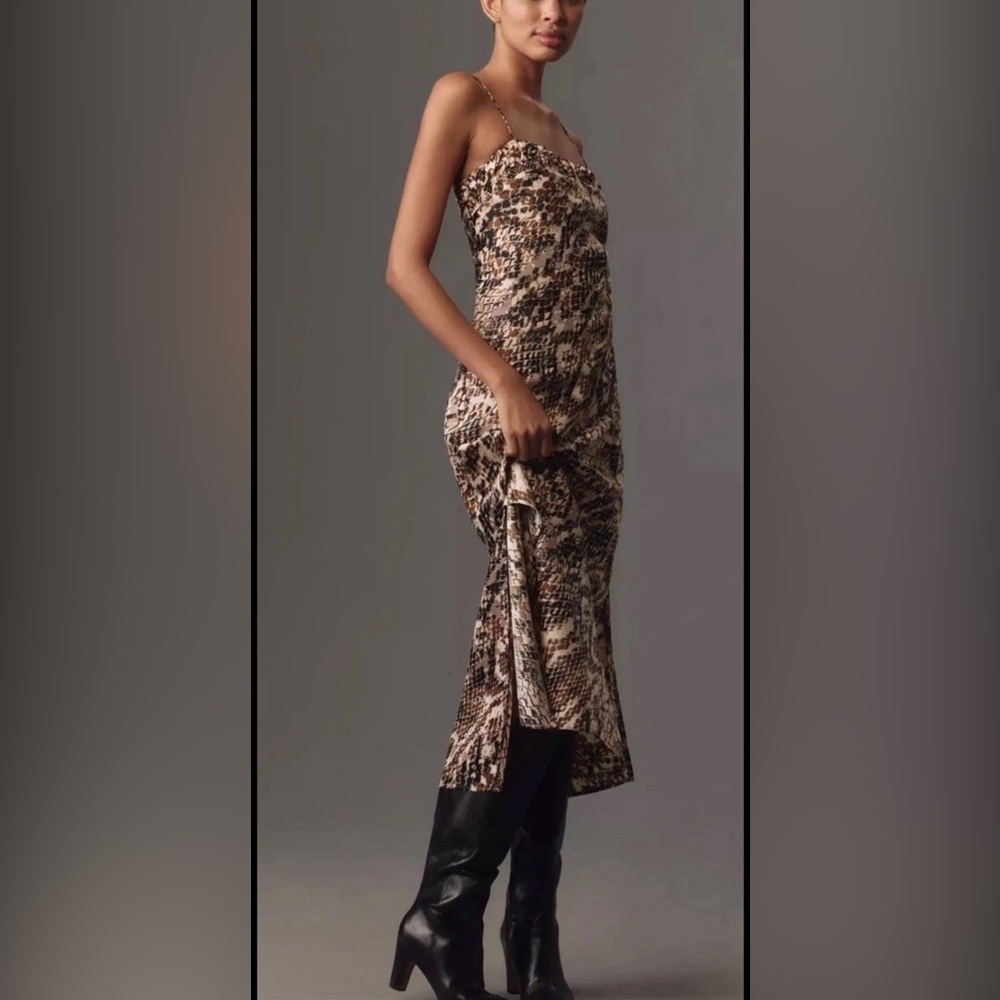 NWT! Anthropologie Neutral Snake Skin Midi Tank Dress XS Slip - Picture 3 of 6